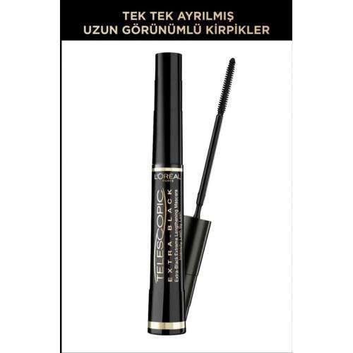 Loreal Paris Telescopic Extreme Lenghtening Mascara Extra Black Koyu Siyah Maskara Loreal Paris Telescopic Extreme Lenghtening Mascara Extra Black Koyu Siyah Maskara