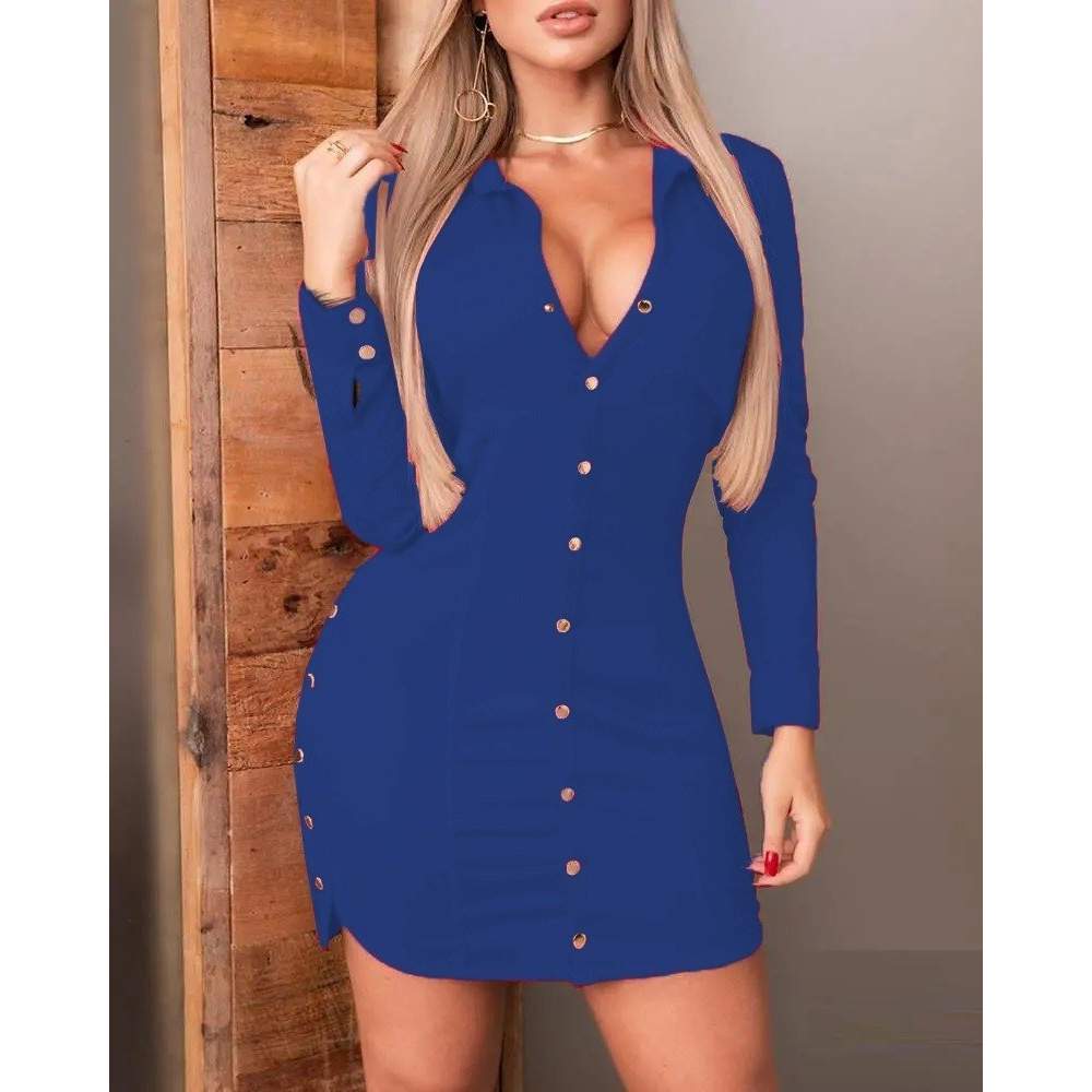 Kadın Uzun Kollu Polo Yaka ön Kısım çıtçıtlı Düğme Detay Scuba Krep Mini Boy Elbise Kadın Uzun Kollu Polo Yaka ön Kısım çıtçıtlı Düğme Detay Scuba Krep Mini Boy Elbise