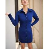 Kadın Uzun Kollu Polo Yaka ön Kısım çıtçıtlı Düğme Detay Scuba Krep Mini Boy Elbise Kadın Uzun Kollu Polo Yaka ön Kısım çıtçıtlı Düğme Detay Scuba Krep Mini Boy Elbise