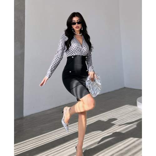 Kadın Uzun Kollu Kruvaze Yaka üst Kazayağı Desen Düğme Detaylı Dalgıç Elbise Kadın Uzun Kollu Kruvaze Yaka üst Kazayağı Desen Düğme Detaylı Dalgıç Elbise