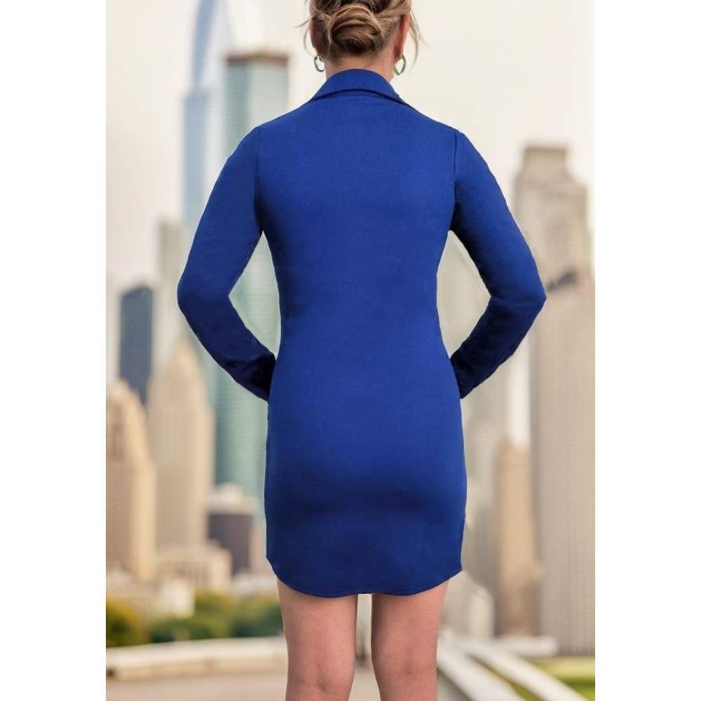 Kadın Uzun Kollu Polo Yaka ön Kısım çıtçıtlı Düğme Detay Scuba Krep Mini Boy Elbise Kadın Uzun Kollu Polo Yaka ön Kısım çıtçıtlı Düğme Detay Scuba Krep Mini Boy Elbise