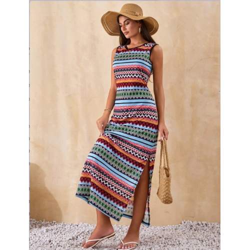 Kadın Bisiklet Yaka Cizgi Desen Süprem Elbise Kadın Bisiklet Yaka Cizgi Desen Süprem Elbise