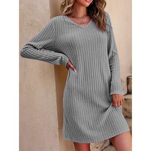 Kadın Uzun Kollu V Yakalı Kısa şardonlu Kaşkorse Elbise Kadın Uzun Kollu V Yakalı Kısa şardonlu Kaşkorse Elbise