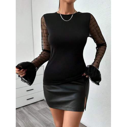 Kadın Uzun Kollu Bisiklet Yaka Kol Ağzı Katmanlı Bluz Kadın Uzun Kollu Bisiklet Yaka Kol Ağzı Katmanlı Bluz