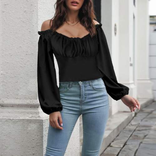 Kadın Uzun Kollu Kare Yaka Göğüs Büzgü Detay Sandy Bluz Kadın Uzun Kollu Kare Yaka Göğüs Büzgü Detay Sandy Bluz