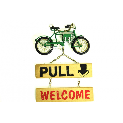 Vintage Tasarım Dekoratif Metal Kapı Yazısı Bisiklet