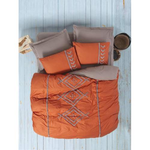 Puff Nakışlı Ranforce Çift Kişilik Nevresim Takımı Lia Kiremit Bej Puff Nakışlı Ranforce Çift Kişilik Nevresim Takımı Lia Kiremit Bej