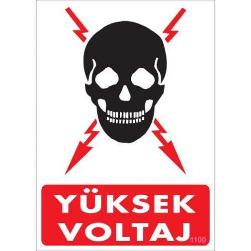 Yüksek Voltaj Uyarı Levhası 25x35 KOD:1100 Yüksek Voltaj Uyarı Levhası 25x35 KOD:1100
