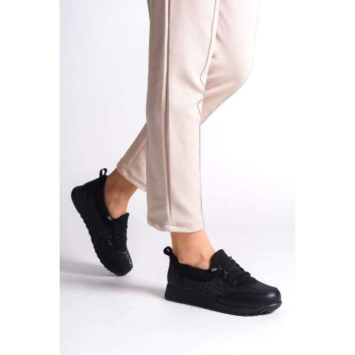 Lisinya948 Bağcıklı Lastikli Ortopedik Rahat Taban Cilt Taş Detaylı Babet Anne Ayakkabısı ST Siyah Lisinya948 Bağcıklı Lastikli Ortopedik Rahat Taban Cilt Taş Detaylı Babet Anne Ayakkabısı ST Siyah