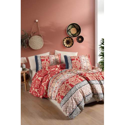 Ranforce Nevresim Takımı Çift Kişilik Miza V1 Kırmızı Ranforce Nevresim Takımı Çift Kişilik Miza V1 Kırmızı