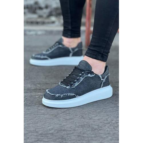 Gri Kot Kumaş Erkek Casual Ayakkabı Gri Kot Kumaş Erkek Casual Ayakkabı