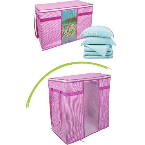 Pencereli Saklama Hurcu - Pembe Beyaz Çizgili Pencereli Saklama Hurcu - Pembe Beyaz Çizgili