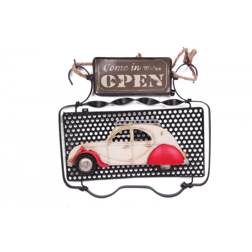 Vintage Tasarım Dekoratif Metal Kapı Yazısı Araba Dekorlu