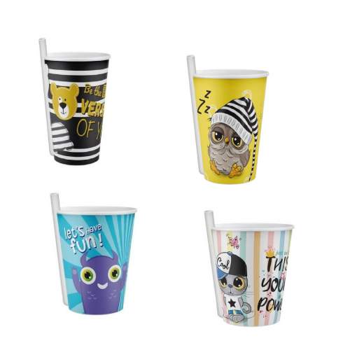 4 Adet Kendinden Pipetli Bardak 400 Ml 4 Adet Kendinden Pipetli Bardak 400 Ml