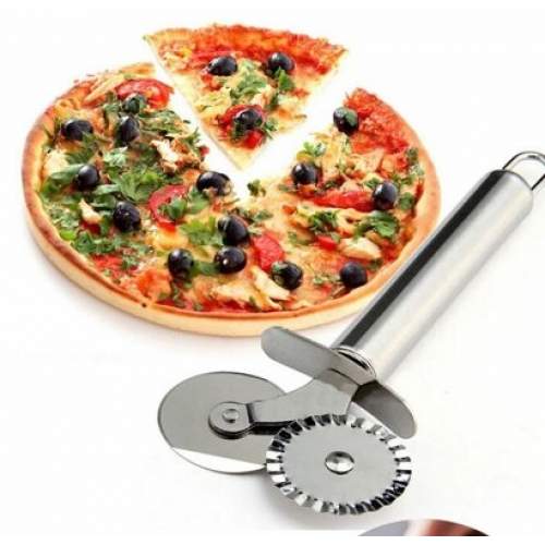Çİft Başlı Metal Pizza Kesici ve Hamur Ruleti Çİft Başlı Metal Pizza Kesici ve Hamur Ruleti