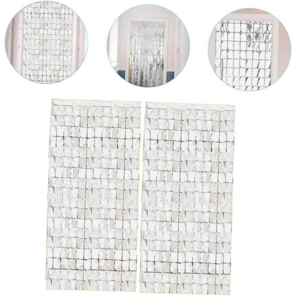 Ekstra Metalize Gümüş Renk Disko Dikdörtgen Kesim Kapı Perdesi Dekorasyon 1x2 Metre Ekstra Metalize Gümüş Renk Disko Dikdörtgen Kesim Kapı Perdesi Dekorasyon 1x2 Metre