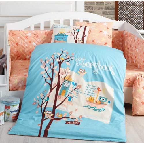 Dream Clock Mavi Poplin Bebek Nevresim Takımı Dream Clock Mavi Poplin Bebek Nevresim Takımı