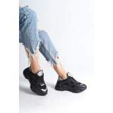 Lisinya948 Bağcıklı Ortopedik Taban Triko Detaylı Kadın Spor Ayakkabı ST Siyah/Gri Lisinya948 Bağcıklı Ortopedik Taban Triko Detaylı Kadın Spor Ayakkabı ST Siyah/Gri