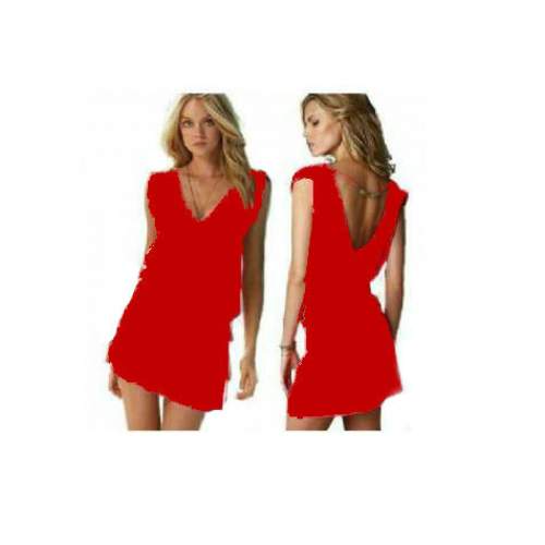 Likralı Plaj Elbisesi - 2 Beden - Kırmızı Likralı Plaj Elbisesi - 2 Beden - Kırmızı