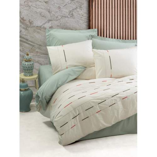 Ranforce Çift Kişilik Nevresim Takımı İvory Yeşil Ranforce Çift Kişilik Nevresim Takımı İvory Yeşil