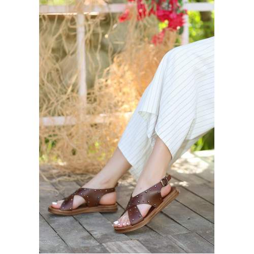 Taba Deri Sandalet Taba Deri Sandalet