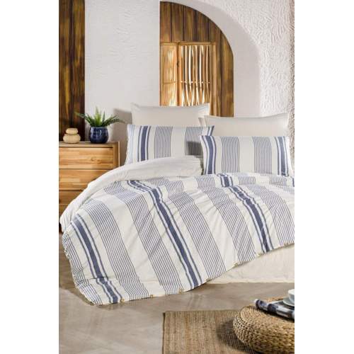 Organik Çift Kişilik Nevresim Takımı Line Lacivert Organik Çift Kişilik Nevresim Takımı Line Lacivert