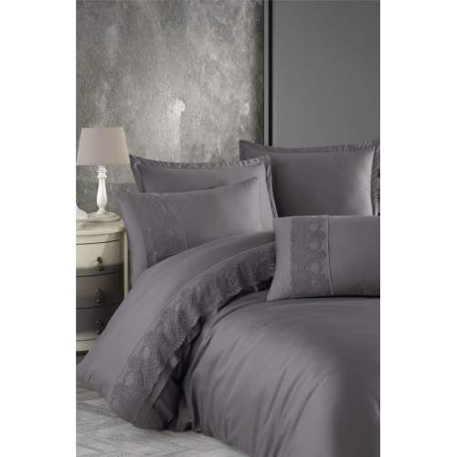 Butik Valinor Çift Kişilik Saten Nevresim Takımı V6 Gri Butik Valinor Çift Kişilik Saten Nevresim Takımı V6 Gri