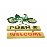 Vintage Tasarım Dekoratif Metal Kapı Yazısı Bisiklet