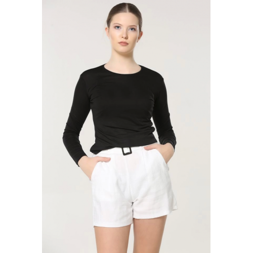 Rahat Ve Şık Uzun Kollu Bisiklet Yaka Likralı Viskon Penye Body Siyah Rahat Ve Şık Uzun Kollu Bisiklet Yaka Likralı Viskon Penye Body Siyah