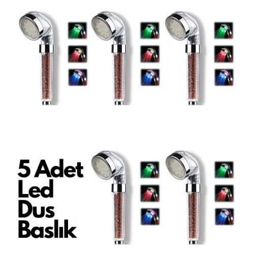 5 Adet Tasarruflu Boncuklu Ledli Duş Başlık-pil Veya Elektrik Gerekmez Kinetik Enerjili 5 Adet Tasarruflu Boncuklu Ledli Duş Başlık-pil Veya Elektrik Gerekmez Kinetik Enerjili