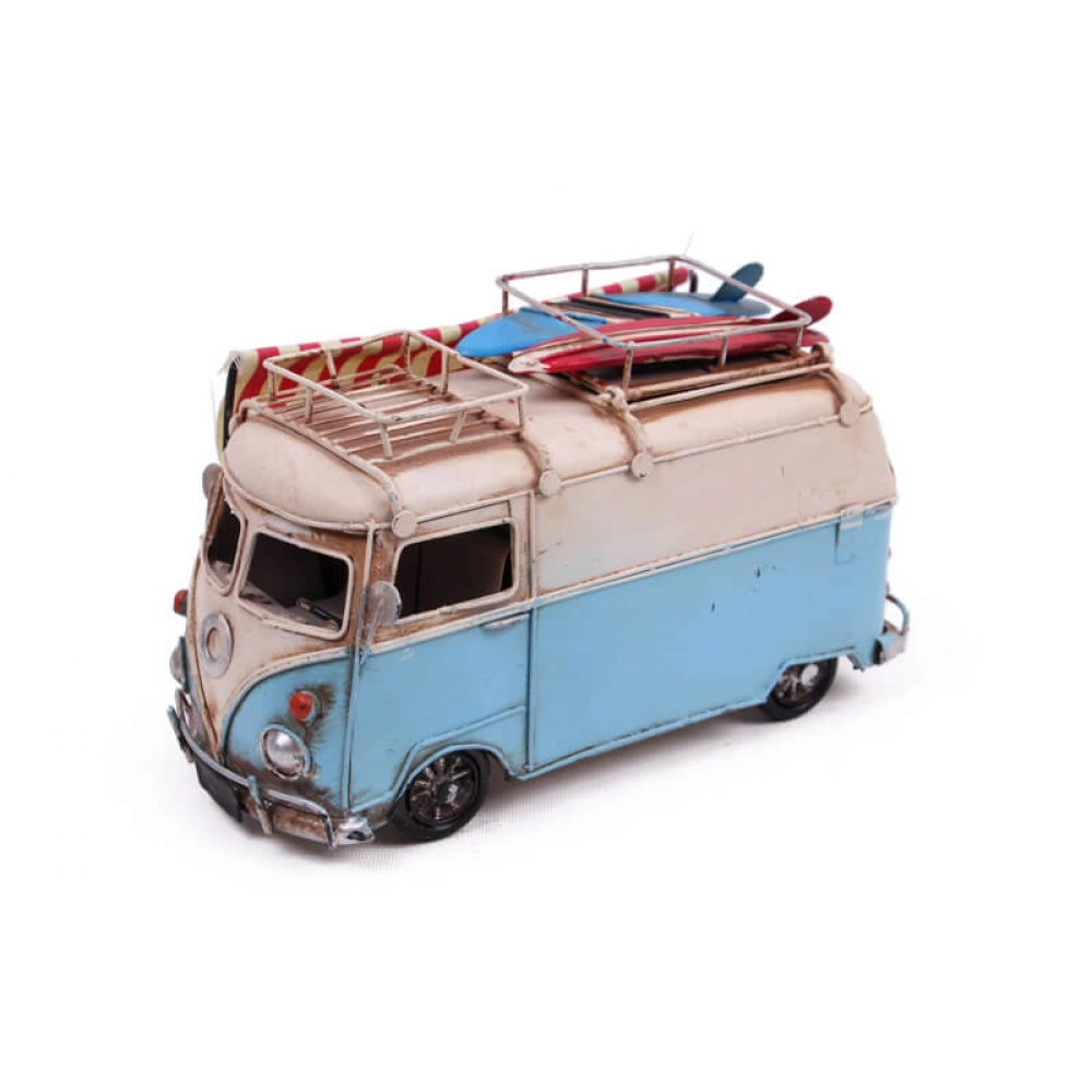 Vintage Tasarım Dekoratif Metal Minibüs Çerçeveli, Kalemlik Ve Tenteli