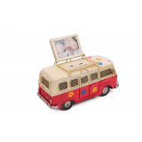 Vintage Tasarım Dekoratif Metal Minibüs Çerçeveli Ve Kumbaralı