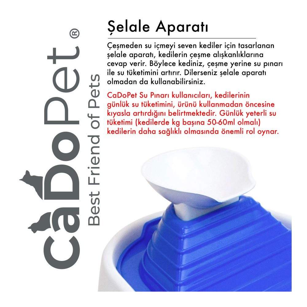Kedi Köpek Su Pınarı Şelale 2 Litre - 5 volt ( usb'li ) Mavi