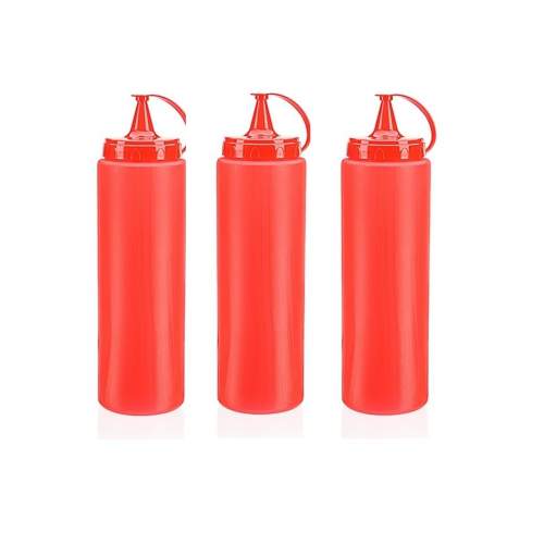 Ketçap Şişesi - 1000ML Dev Boy Kırmızı 3 Adet Ketçap Şişesi - 1000ML Dev Boy Kırmızı 3 Adet