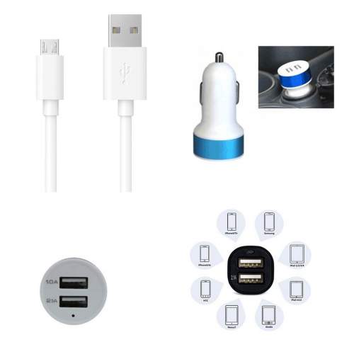 Çift USB Girişli 3.1 Çıkışlı Seyahat Seti Android / Micro Usb Çift USB Girişli 3.1 Çıkışlı Seyahat Seti Android / Micro Usb