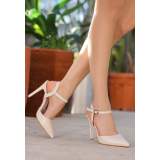 Bej Cilt Topuklu Ayakkabı