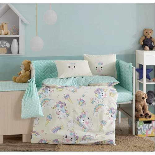 Mila Krem Poplin Bebek Nevresim Takımı Mila Krem Poplin Bebek Nevresim Takımı