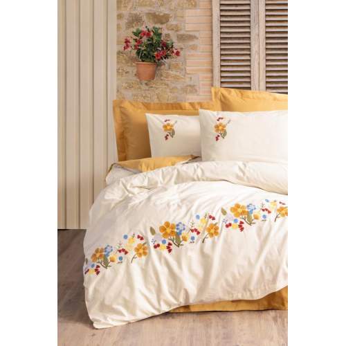 Ranforce Çift Kişilik Nevresim Takımı Pamuya Hardal Ranforce Çift Kişilik Nevresim Takımı Pamuya Hardal