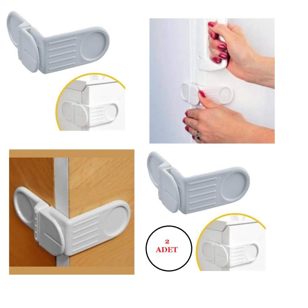 Bebek Çocuk Güvenlik Çekmece ve Dolap İçin Kendiliğinde Yapışkanlı Vidasız Köşe Kapak Kilidi x 2 Adet Bebek Çocuk Güvenlik Çekmece ve Dolap İçin Kendiliğinde Yapışkanlı Vidasız Köşe Kapak Kilidi x 2 Adet