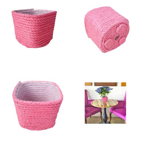 Saksı Drenajlı Doğal Jüt Halat İp Hasır Modeli Pembe 0,5LT Saksı Drenajlı Doğal Jüt Halat İp Hasır Modeli Pembe 0,5LT