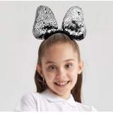 Renk Değiştiren Pullu Payetli Fiyonk Parti Tacı Pembe Gümüş Renk 20x16 cm