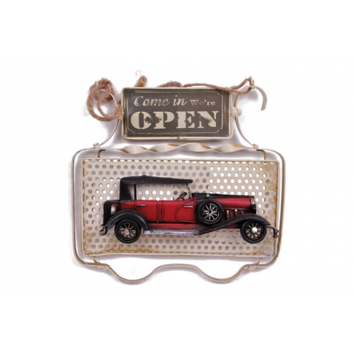 Vintage Tasarım Dekoratif Metal Kapı Yazısı Araba Dekorlu Vintage Tasarım Dekoratif Metal Kapı Yazısı Araba Dekorlu