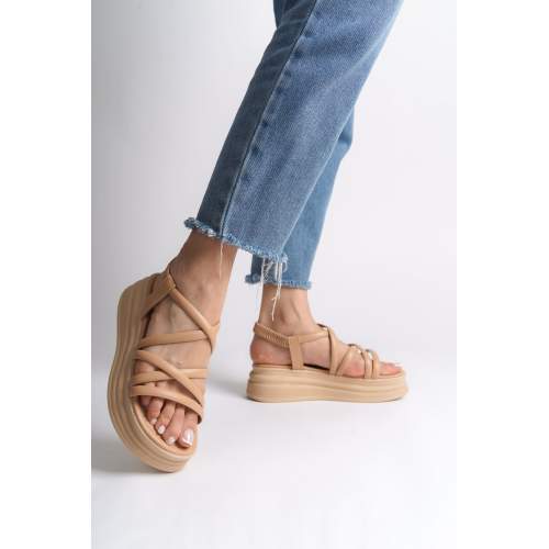 Lisinya948 Lastikli Şerit Detaylı Ortopedik Taban Kadın Sandalet TT Ten Lisinya948 Lastikli Şerit Detaylı Ortopedik Taban Kadın Sandalet TT Ten