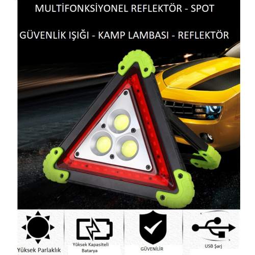 Reflektör 3 Ledli Güneş Enerjili - Kamp Feneri - Işıldak - Powerbank Reflektör 3 Ledli Güneş Enerjili - Kamp Feneri - Işıldak - Powerbank