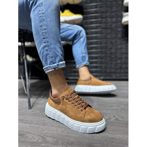 Yüksek Taban Günlük Süet Ayakkabı   Taba