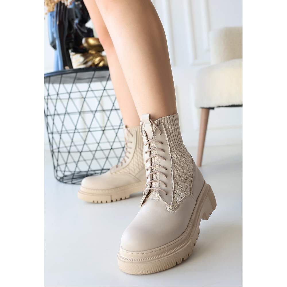 Bej Cilt Bağcıklı Bot