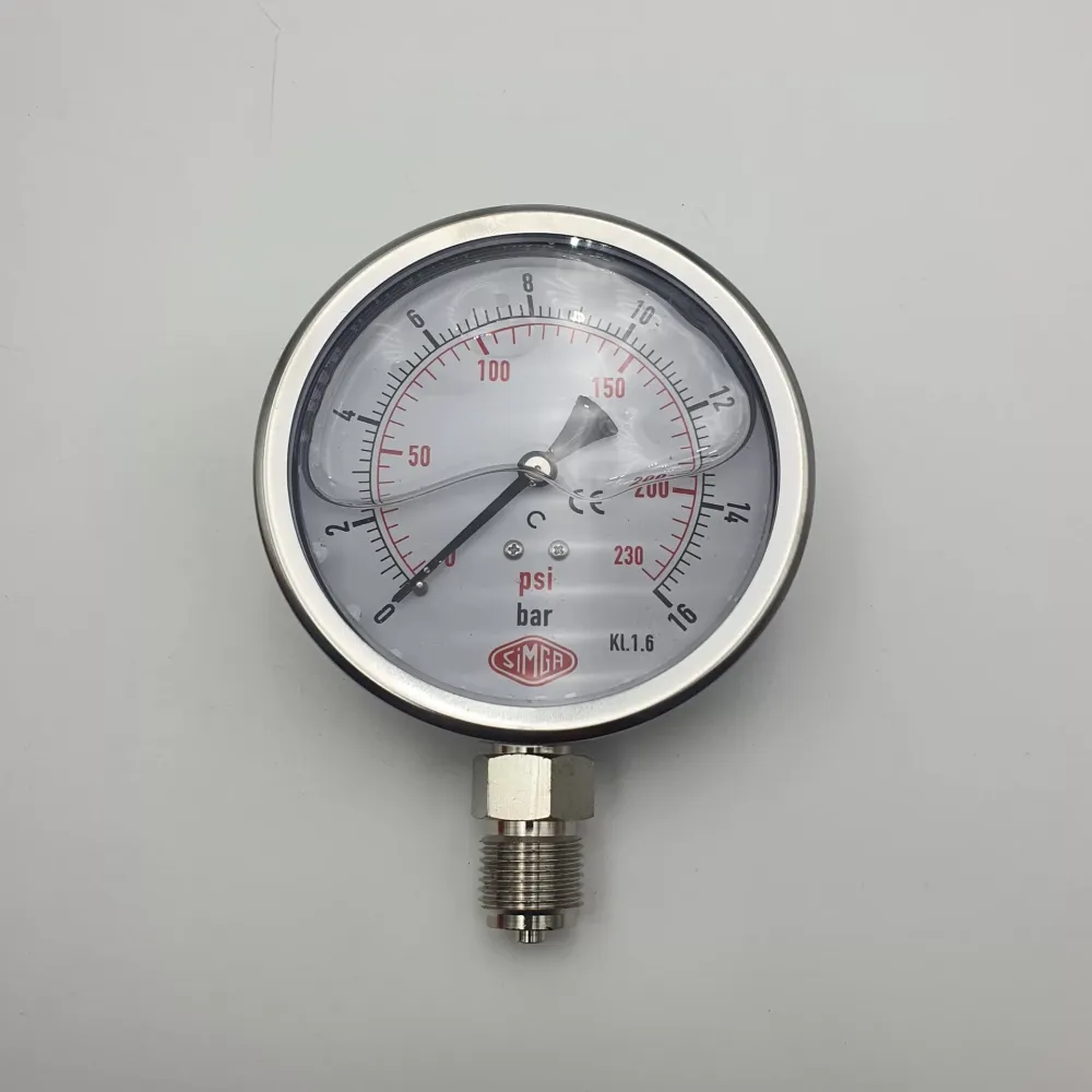 Ø 100 - 0 - 16 BAR 1/2 GLİSERİNLİ ALTTAN ÇIKIŞLI MANOMETRE (Lisinya)