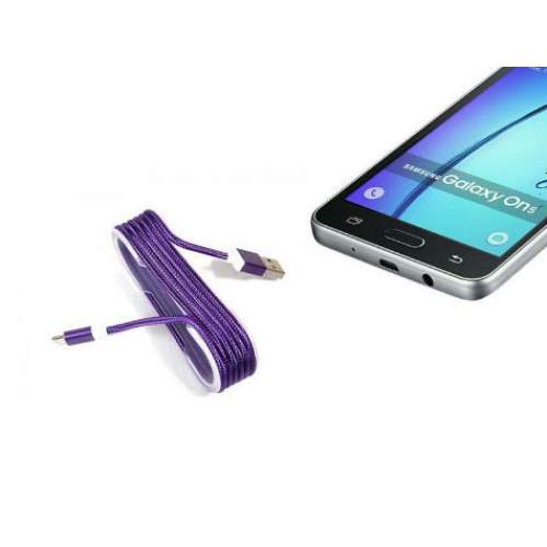 Android Örgü Şeklinde Renkli Çelik Şarj Data Kablosu - Mor Android Örgü Şeklinde Renkli Çelik Şarj Data Kablosu - Mor