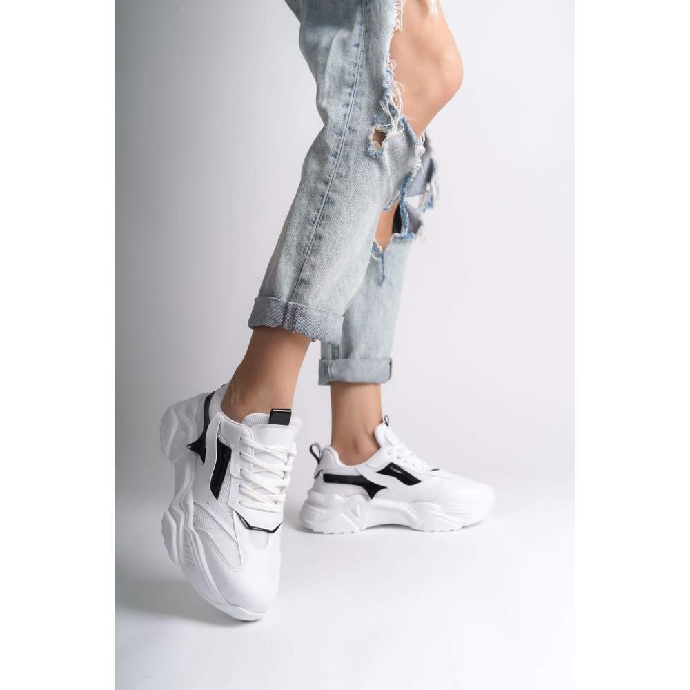 Lisinya948 Bağcıklı Ortopedik Taban Triko Detaylı Kadın Spor Ayakkabı BT Beyaz/Siyah Lisinya948 Bağcıklı Ortopedik Taban Triko Detaylı Kadın Spor Ayakkabı BT Beyaz/Siyah