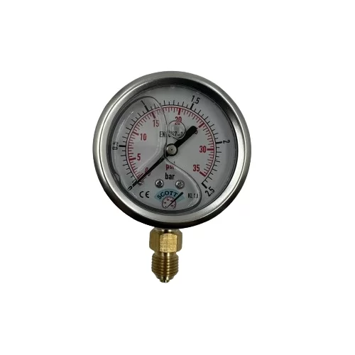 Q 63 - 0 - 2.5 BAR 1/4 ALTTAN ÇIKIŞLI GLİSERİNLİ MANOMETRE (Lisinya) Q 63 - 0 - 2.5 BAR 1/4 ALTTAN ÇIKIŞLI GLİSERİNLİ MANOMETRE (Lisinya)